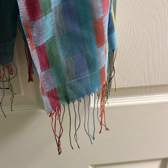 Light Blue Multi-Color Check Scarf - Unbranded - Picture 2 of 3